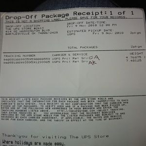 Receipt with tracking info